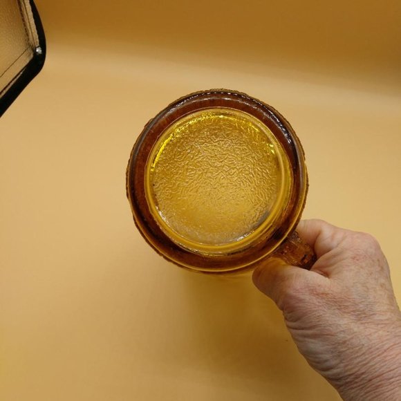 Vintage Anchor Hocking Soreno Glass Juice Pitcher Amber Honey Gold Textured - Picture 3 of 5